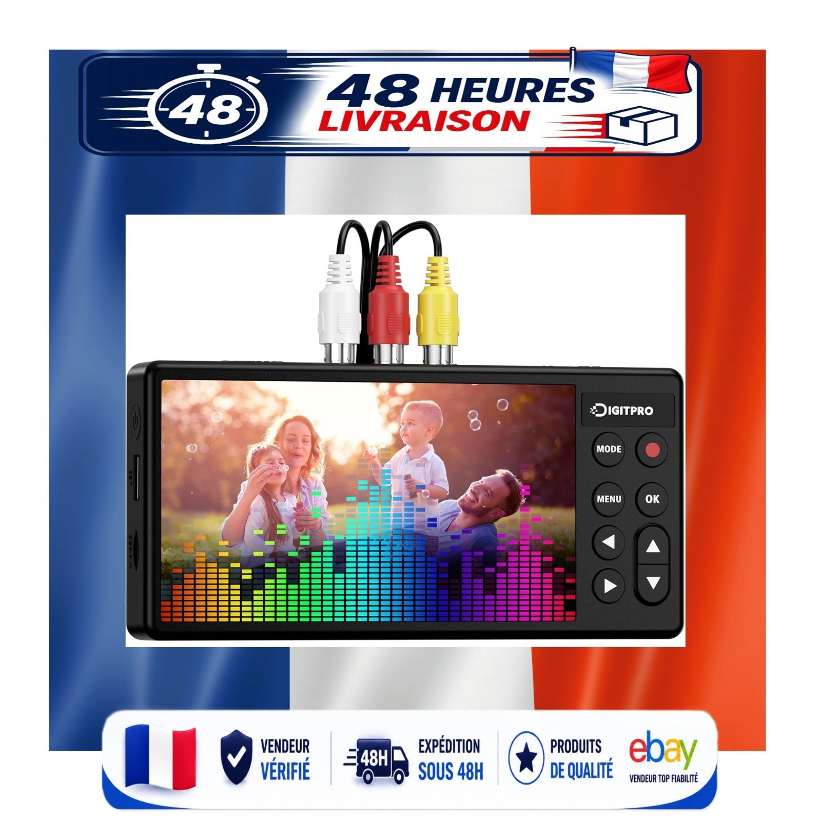 Convertisseur VHS vers numerique DigitPro 5 pouces HD enregi